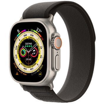 Apple Watch Ultra Titanium Case 49mm With Apple Logo + Black & Grey Trail Loop High Quality