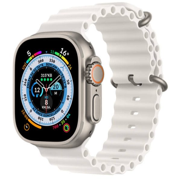Apple Watch Series 8 Ultra Titanium Case 49mm With Apple Logo + White Ocean Band High Quality