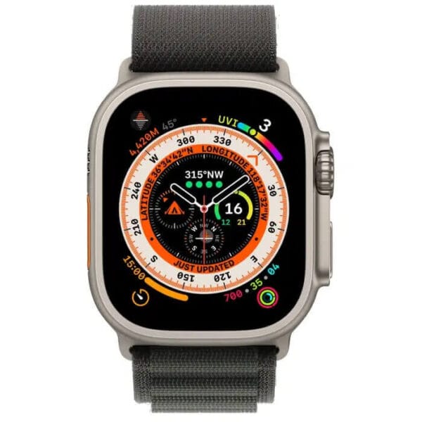 Apple Watch Ultra Titanium Case 49mm With Apple Logo + Black Loop Strap High Quality