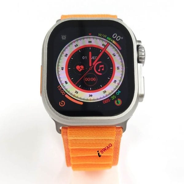 Apple Watch Series 8 Ultra Titanium Case 49mm Orange With Loop Strap +1 Ocean Band Same Like original (Super High Quality) (1)