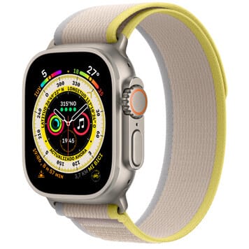 Apple Watch Series 8 Ultra Titanium Case 49mm With Apple Logo + Yellow & Beige Trail Loop Same Like original (Super High Quality)
