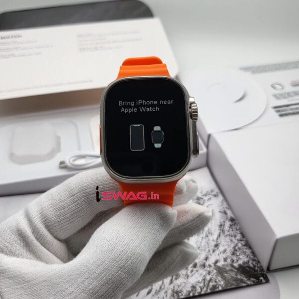 Apple Watch Ultra 2 Titanium Case 49mm With Apple Logo + Orange Ocean Band Same Like Original