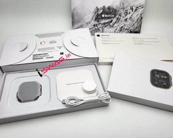 Apple Watch Ultra 2 Titanium Case 49mm With Apple Logo + Blue/Black Trail Loop Strap 100% Same Like Original