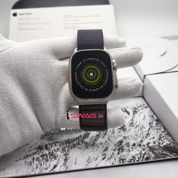 Apple Watch Ultra 2 Titanium Case 49mm With Apple Logo + Indigo Alpine Loop Strap 100% Same Like Original
