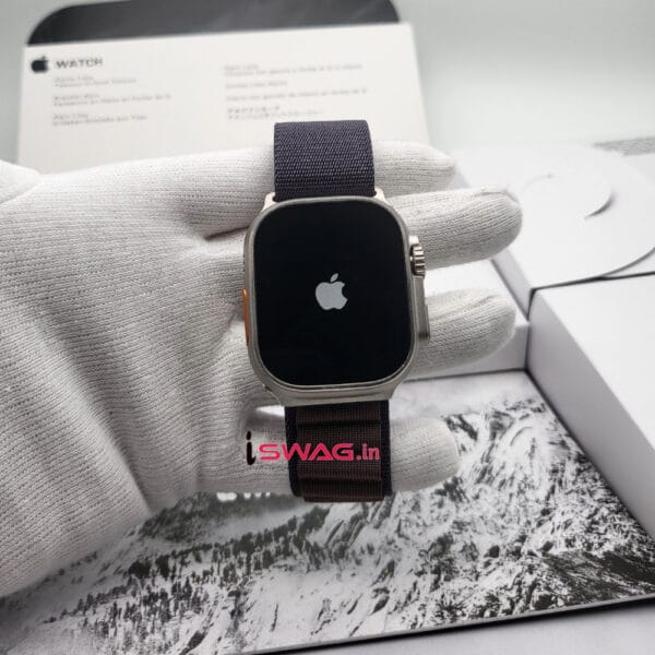 Apple Watch Ultra 2 Titanium Case 49mm With Apple Logo + Indigo Alpine Loop Strap 100% Same Like Original